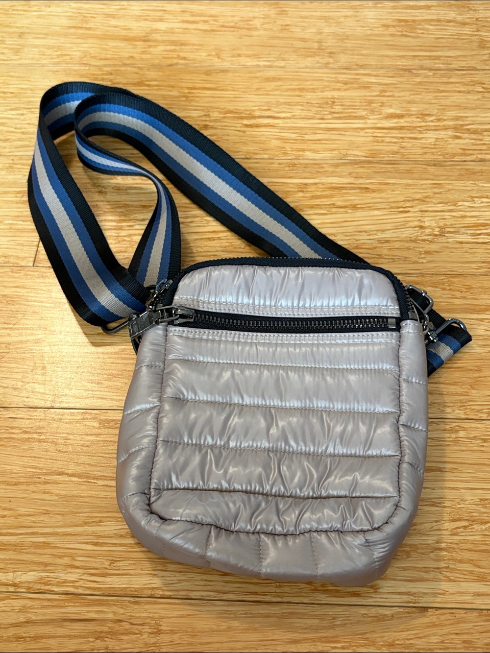 Think Royln The Cell Quilted Crossbody Bag Pearl Latte Phone Purse NWOT